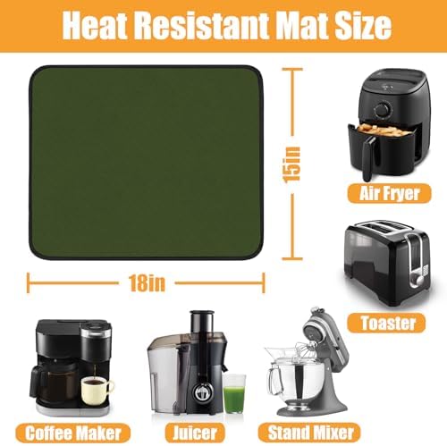 TOHONFOO Heat Resistant Mats for Countertop & Air Fryer, 18x15 in, Green - Image 3