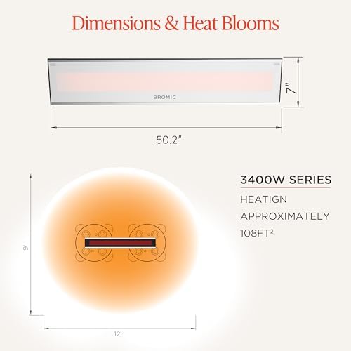 Bromic Platinum Smart Heat 3400W Electric Patio Heater - Radiant Infrared, 208V, White Finish - BH0320022 - Image 5