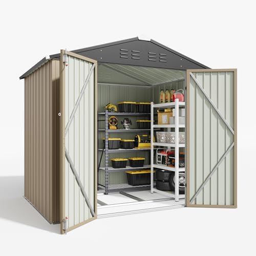 Patiowell 6x4 FT Outdoor Storage Shed with Floor Frame, Metal Garden Sheds - Image 6