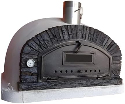 Authentic Pizza Ovens Buena Ventura Preto Premium Wood-Fired Pizza Oven, Handmade in Portugal, Triple-Insulated Brick Oven, Drop-Down Door, Stainless Steel Chimney, Thermometer & Baking Dish Included by AuthenticPizzaOvens