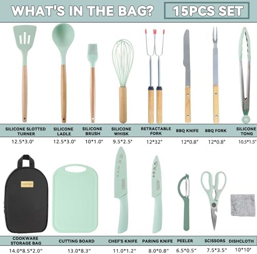 Camping Cooking Utensils Set, Silicone Cookware for Travel BBQ - Image 2