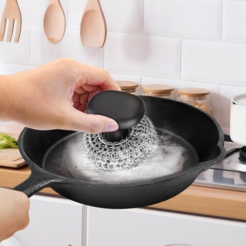 Cast Iron Scrubber Dish Scrub Brush 316 Chainmail Scrubber for Cast Iron - Image 2