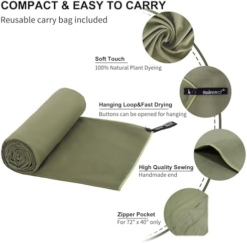 Rainleaf Microfiber Towel Quick Dry Camping & Travel & Gym Towel. Compact - Image 3