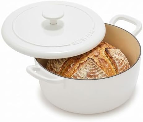 GreenPan x Bobby Flay 5.5QT Enameled Cast Iron Dutch Oven With Lid, White by GreenPan