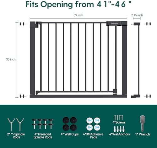 Babelio Baby Gate for Stairs No Drilling, 41-46" Wide Dog Gate with Door - Image 6