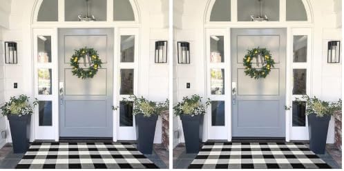 MUBIN Cotton Buffalo Plaid Rug, 27.5x43 Black and White Outdoor Rug Front Door Decorative Mat, Washable Doormat Foldable Area Rug Layered Door Mats Rug for Front Porch, Entryway, Patio (Pack of 2) by MUBIN