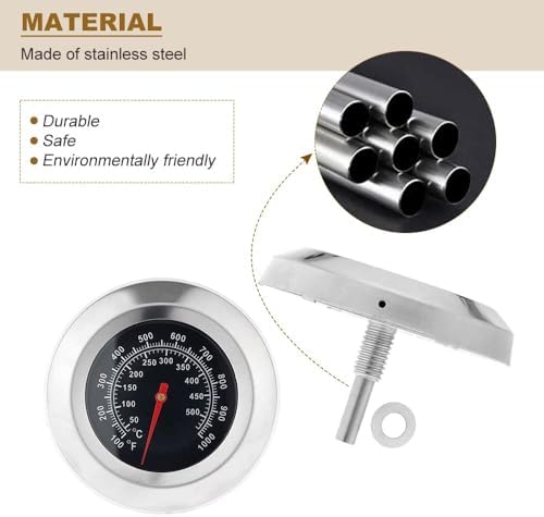 2PCS 3" Face 1000F Charcoal BBQ Thermometer,2PCS Barbecue Temperature Gauge - Image 4