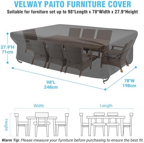 Patio Furniture Covers Waterproof Outdoor Table Cover 98"Lx78"Wx28"H - Image 2