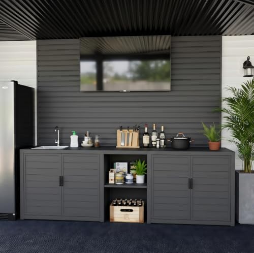 Domi Outdoor Kitchen Island with Sink and Storage, 3-Piece Modular Station - Image 3