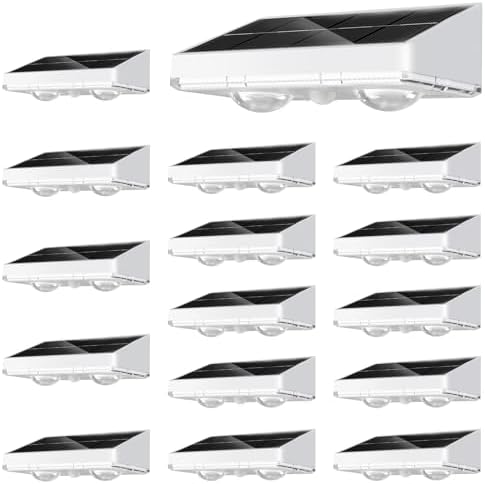 NIORSUN Solar Fence Lights,16 Pack Solars Deck Light,Warm White Color,Outdoor Bulb Waterproof Led IP65,Power Patio Lamp with Lenses for Outside/Backyard/Railing/Yard(White) by NIORSUN