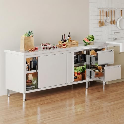 SPECRAFT 84x23x33 Inch Stainless Steel Prep Table Cabinet - Image 2
