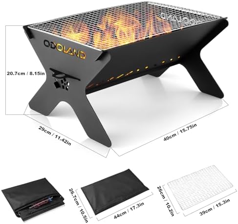 Odoland Camping Campfire Grill, Portable Folding Charcoal Grills for BBQ - Image 3