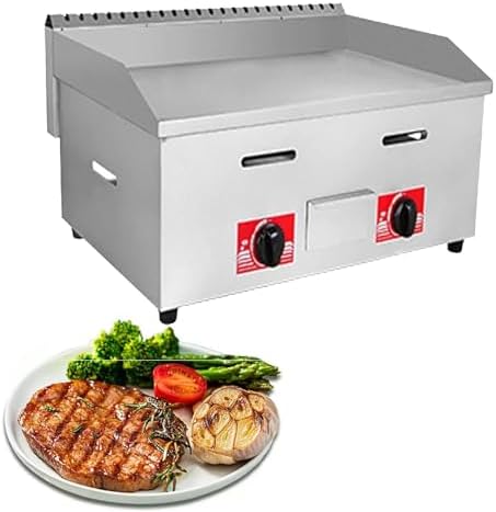 Commercial Stainless Steel Heavy Duty Outdoor Griddle,Countertop Flat Top Teppanyaki Fry Pan,with Adjustable Temperature, Lpg Gas Grill,for Medium to High Volumes,718 by Unknown