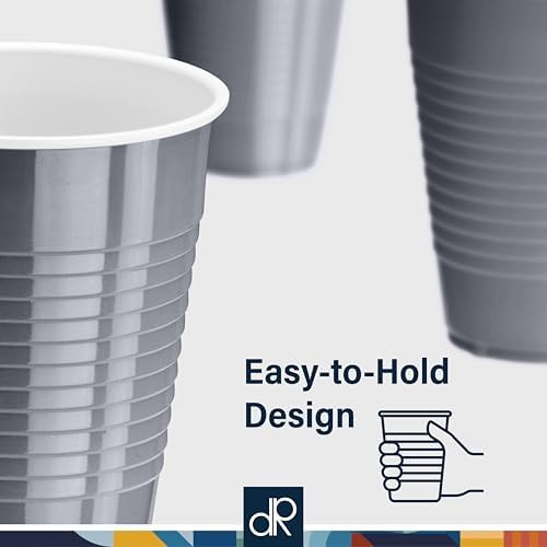 DecorRack Gray Plastic Cups, 12 oz Disposable Cups, Reusable Party Supplies (40 Count) - Image 5