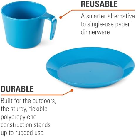 GSI Outdoors Cascadian Table Set I 6-Piece Camping, Backpacking Mess Kit, Plastic BPA Free, Plate, Bowl, Mug, Cup & Cutlery Set - Image 3