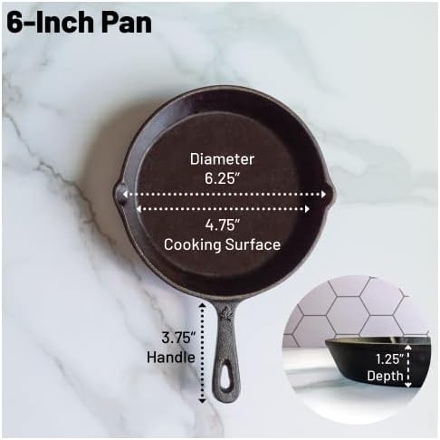6-1/2 Inch Round Small Pre-Seasoned Cast Iron Skillet - Image 2