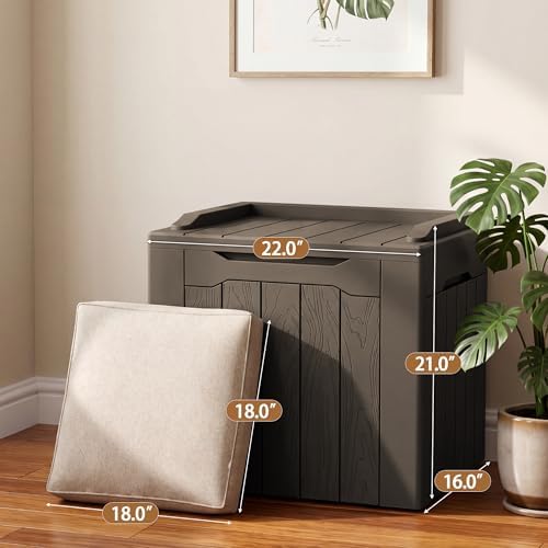 JUMMICO 31 Gallon Resin Deck Box Waterproof Outdoor Storage Boxes - Image 4