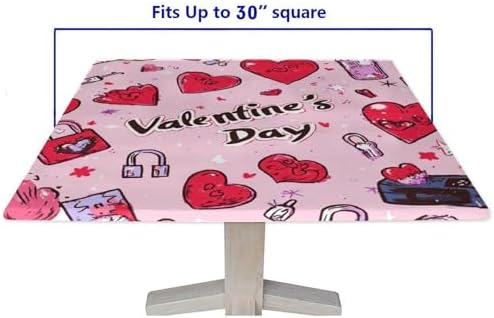 Card Table Fitted Tablecloth, Love is in The Air Pattern Printed on Washable Farmhouse Kitchen Table Cover, Use for Weddings Baby Showers Events, Fit for 30" x 30" Square Tables - Image 5