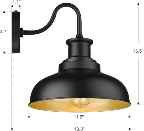 Dusk to Dawn Outdoor Barn Light, Farmhouse Outdoor Wall Sconce, Rustic Exterior Wall Mount Light, Vintage Outside Lighting Fixture Industrial Black Lantern for Porch Garage Shed,1 Pack - Image 5