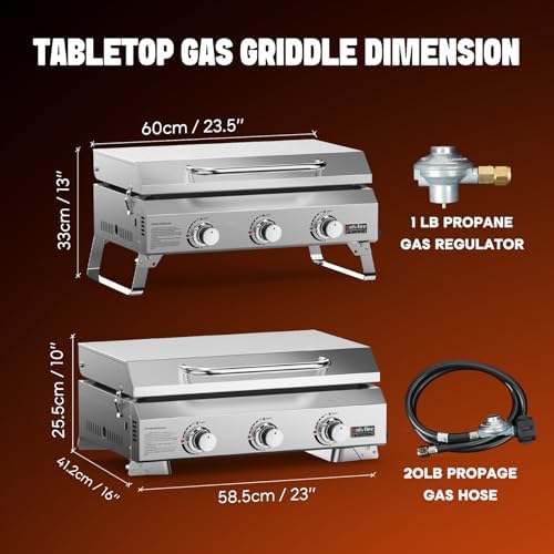 ONLYFIRE GRILLS Tabletop Gas Griddle 3 Burners, Propane Gas Stove, GS309 - Image 3