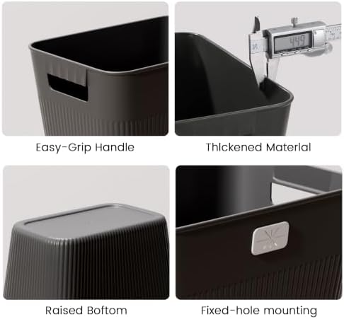 JOYMOOP Slim Trash Can 5-Pack, 2.2 Gallon Plastic Wastebasket for Bathroom, Bedroom, Office, Kitchen with 4 Rolls Bags, Black - Image 5