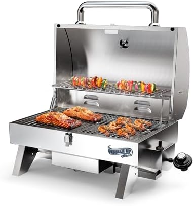 Bunker Up Fishin Stainless Steel Boat Grill with Rod Holder Mount - Great for Boating and Camping - Portable Tabletop BBQ Grill, 12000 BTU Burner, 277 sq.in Grilling Space and 87 sq.in Warming Rack - Image 7