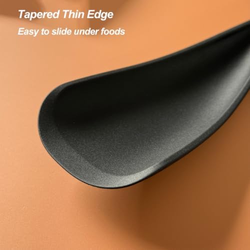 Vovoly Cooking Spoons, Nonstick Silicone Spatula Spoon, 2 pcs, Black, 12.6" - Image 4