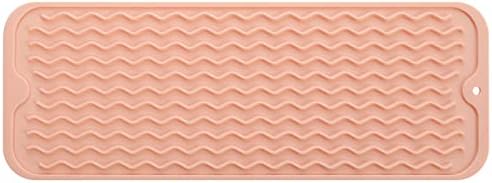 MicoYang Silicone Dish Drying Mat for Multiple Usage,Easy clean,Eco-friendly,Heat-resistant Silicone Mat for Kitchen Counter,Sink,Bar,Bottle,or Cup Pink M 17 inches x 6 inches by MicoYang