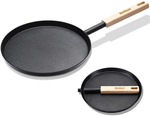 bodkar 8-inch Frying Pan Skillet Flat Crepe Pan, Lightweight Grill Pan with Wooden Handle for Camping Indoor Outdoor Cooking - Image 3