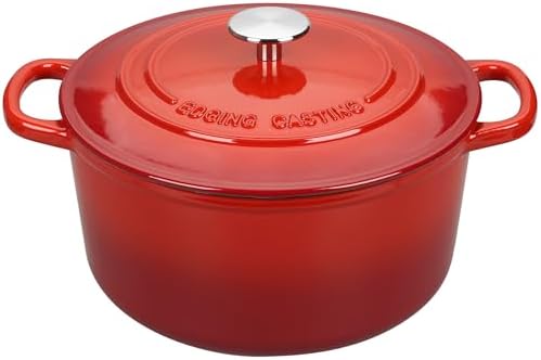 EDGING CASTING Enameled Cast Iron Dutch Oven with Sourdough Bread Baking Kit, Bread Dutch Oven with Lid, Includes Proofing Basket & Baking Tools, 5qt, Red - Image 3