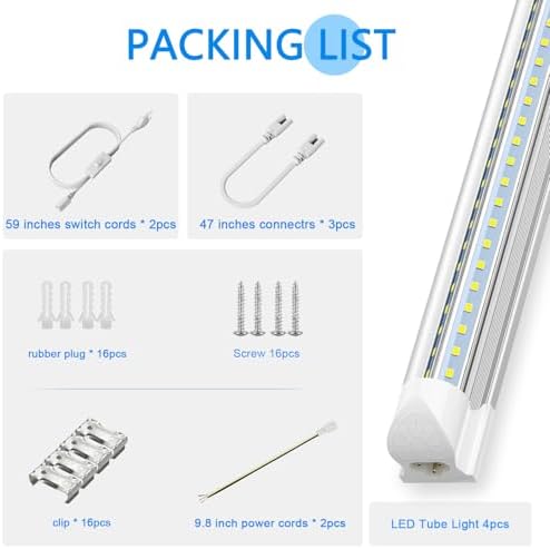 SHOPLED 8FT LED Shop Light 100W 15000LM 5000K ETL Certified 4-Pack - Image 6