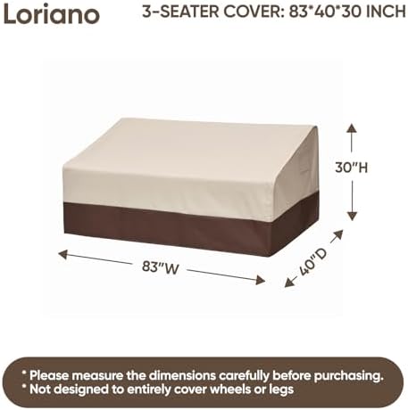Loriano 3-Seater Patio Furniture Covers, 100% Waterproof for Outdoor Sofa, Loveseat, Seat, Couch, Heavy Duty 600D Oxford Fabric, Premium Pvc Coating For Sun Fade Resistance 83"W x 40"D x 30"H - Image 2