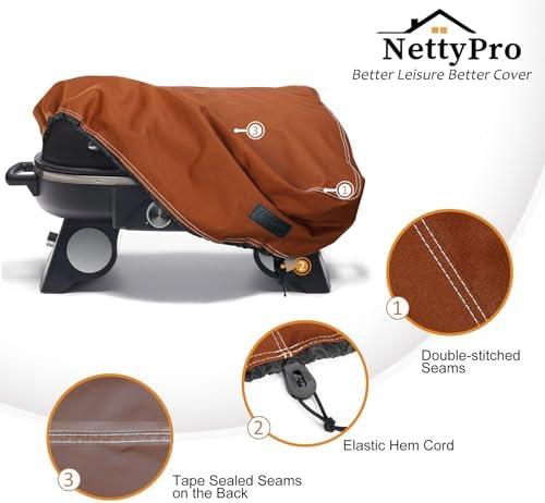 NettyPro Griddle Cover for 22 Inch 17 Inch Tabletop Griddle, Waterproof Heavy Duty Portable Table Top 2-Burner Propane Grill Cover for Cuisinart, Monument, Pit Boss, Royal Gourmet, Brown - Image 4