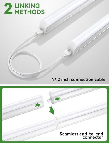 (6 Pack) 3FT T5 SE LED Shop Lights, 1760LM 6500K Bright White LED Integrated Fixture, 16W Linkable Garage Light, Ceiling and Cabinet Light with ON/OFF Switch, Workshop, Basement, FCC Certified - Image 3