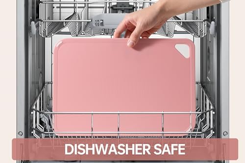 THETCHRY Plastic Cutting Board Set of 3, Pink Cutting Board for Kitchen - Image 4