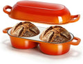 Double Dutch Oven for Sourdough Bread Baking, 2.6QT (Orange) by Unknown
