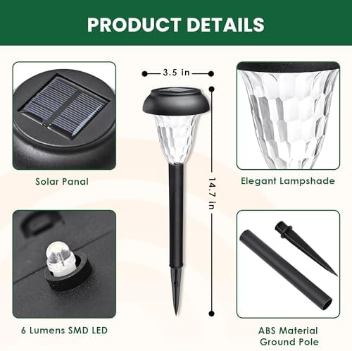 GIGALUMI Solar Lights Outdoor Waterproof Pathway Lights, 12 Pack Warm White - Image 6
