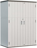 HOMSPARK Outdoor Storage Shed 57 Cu.Ft, All-Weather Resistant Resin Garden Sheds & Outdoor Storage Clearance with Floor, Double-Layer Plastic Tool Sheds for Patio, Garden & Lawn (Light Gray) by HOMSPARK