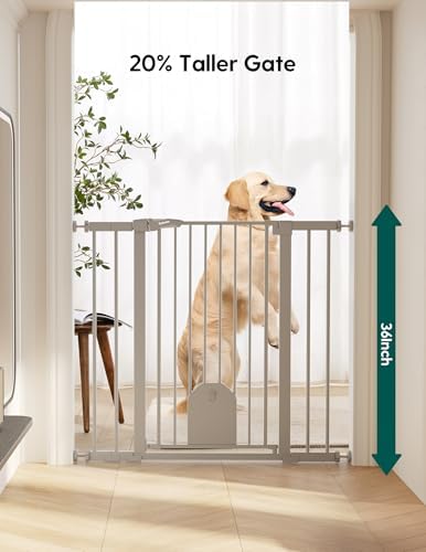 Babelio 36" Tall Baby Gate with Adjustable Cat Door, CatPrivilege I, 29-43" - Image 2