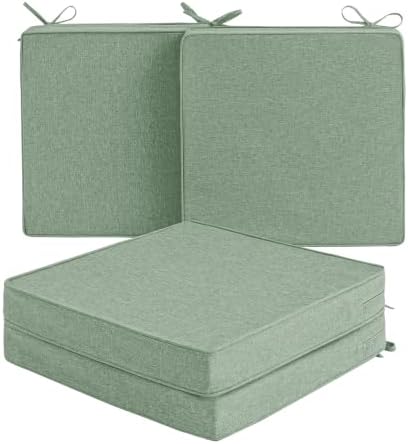 Outdoor Chair Cushions, Set of 4, 20 x 20 Inch, Sage Green by Unknown