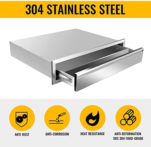 Outdoor Kitchen Drawers 30W X 6.5H X 23D Inch, 304 Stainless Steel Flush Mount Single BBQ Drawers with Hidden Handle for Outside Kitchens Island, Patio or Grill Station - Image 4