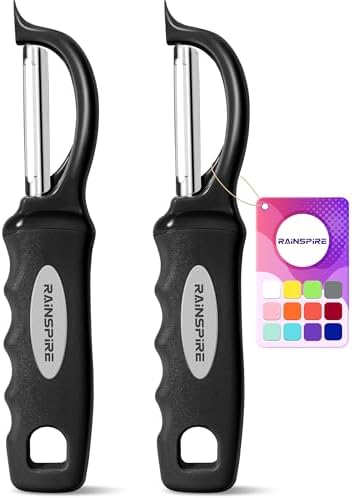 Swivel Vegetable Peeler Comfort Handle Sturdy Long-Lasting 2Pcs Black by Rainspire