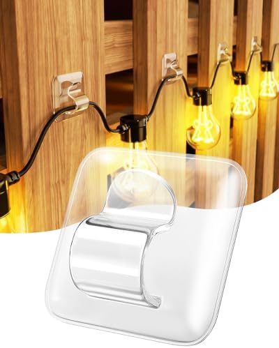 LZC 25 Pack Clear Adhesive Strips Hooks for Outdoor String Lights Clips by LZC