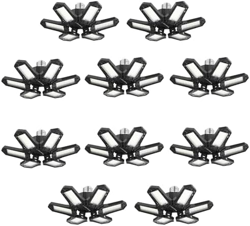 Led Garage Lights Bulb 10 Pack 140W Super Bright Ceiling Led Shop Lights 6 Deformable Panels Screw in E26/E27 6500K 12000 LM Deformable Garage Light Ideal for Basement Attic and Workshop by LUCORUSC