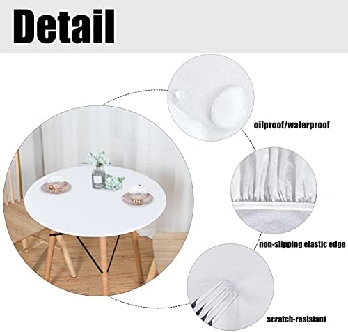 LUSHVIDA Round Tablecloth, Fitted Table Cloth for 57"-68" Tables, White - Image 4