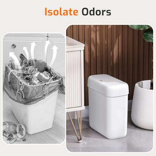 Small Bathroom Trash Can with Lid 2.6 Gallon Garbage Can with 20 Trash Bags - Image 4