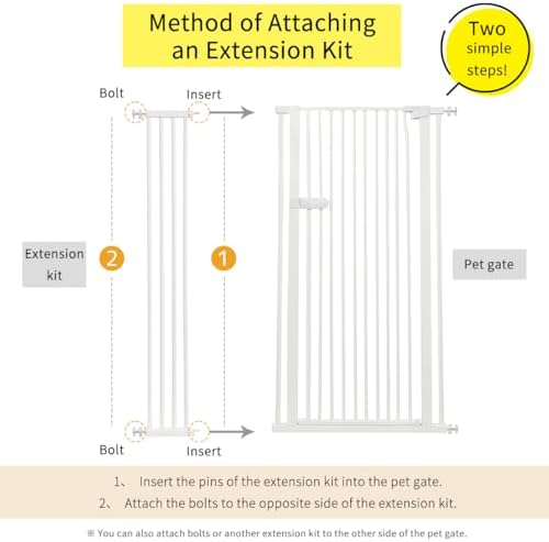 Lumizone Extra Tall Cat Gate Extension Kit 55.12" High 8.27" Wide White - Image 2