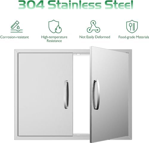 BBQ Access Double Doors 31Wx24H Flush Mount Stainless Steel Outdoor Kitchen Door for Outside Cabinets and BBQ Island - Image 5