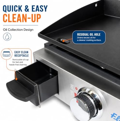 Flame King 17-inch Flat Top Griddle for BBQ Grill w/Regulator, Propane Gas Griddle for RV Pullout Kitchen - Image 5