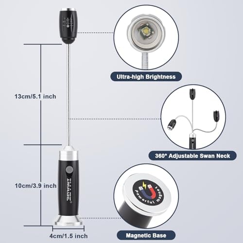 Magnetic Ultra-Bright Barbecue Grill Light with Super Bright LED Lights, Grilling Gifts for Men Dad, Flexible Gooseneck BBQ Light, Smoker Electric Grill Accessories-1 Pair (Black) - Image 2